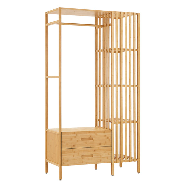 Kledingkast Varanger bamboe open kast 185x100x45 cm naturel [en.casa]