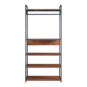 Kledingkast Larem open kast set zwart en walnootkleurig [en.casa]