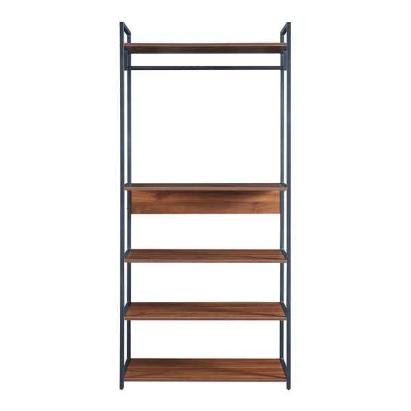 Kledingkast Larem open kast set zwart en walnootkleurig [en.casa]
