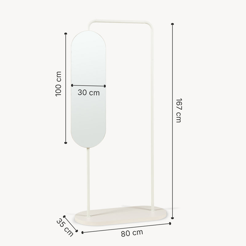 Maatschets Kledingrek Vamn met draaibare spiegel 167x80x35 cm [en.casa]