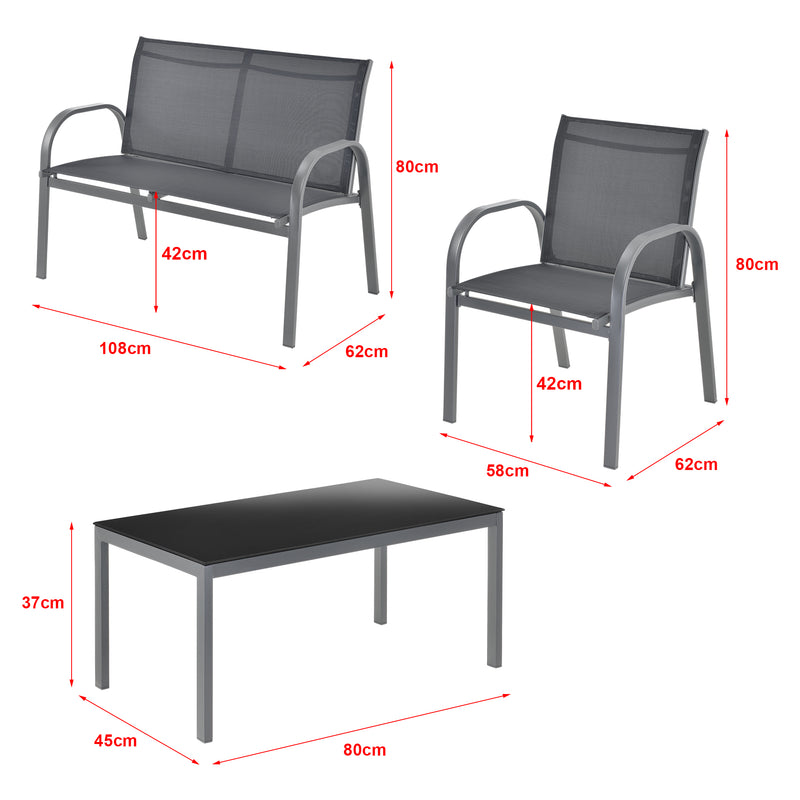 Maatschets Tuinset 4-delig Gagra loungeset - 2 varianten