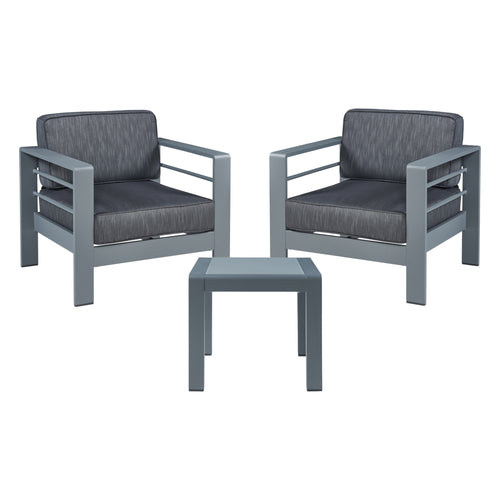 Tuinset Avise 3-delig tuintafel met 2 fauteuils antraciet en donkergrijs casa.pro