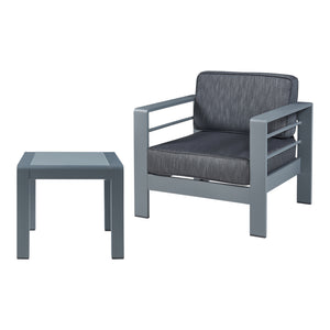 Tuinset Avise 2-delig tuintafel met fauteuil antraciet en donkergrijs casa.pro