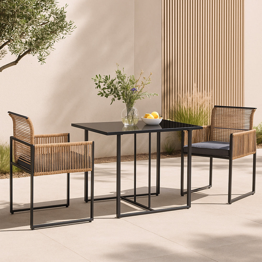 Tuinmeubelset Accadia 3 - dlg. Zwart/Bruin [casa.pro] - premiumXL