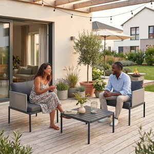 Tuinset Accettura 3-delig tuintafel met 2 tuinstoelen grijs casa.pro