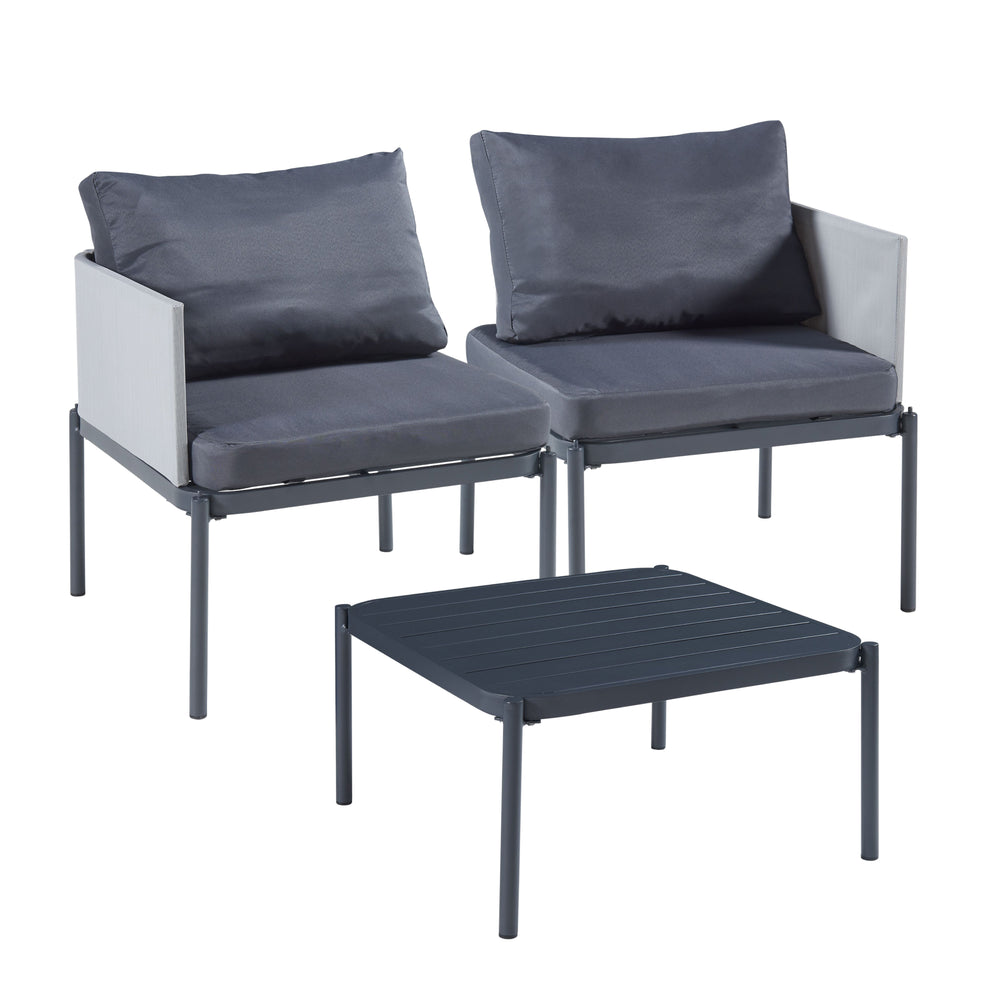 Tuinset Accettura 3-delig tuintafel met 2 tuinstoelen grijs casa.pro