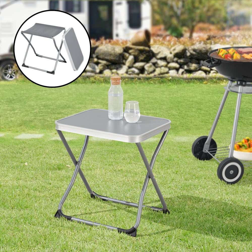 2-in-1 tuinkruk en tuintafel Barete 47x47x37 cm grijs [en.casa]