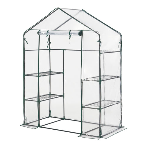 Gewächshaus Hoorn met planken 140x73x195cm Transparant [en.casa] - premiumXL