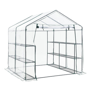 Gewächshaus Grünau met legplanken 200x200x220cm Transparant [en.casa] - premiumXL