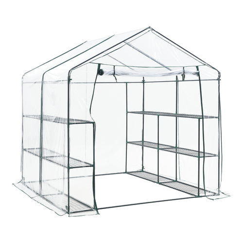 Gewächshaus Grünau met legplanken 200x200x220cm Transparant [en.casa] - premiumXL