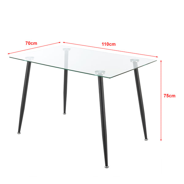[en.casa] Glazen tafel Hyrynsalmi 75x110x70 cm - 2 varianten