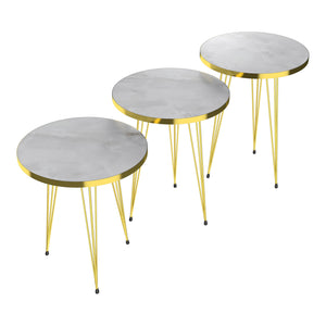 [en.casa] Bijzettafel Skibby set van 3 rond - 3 varianten