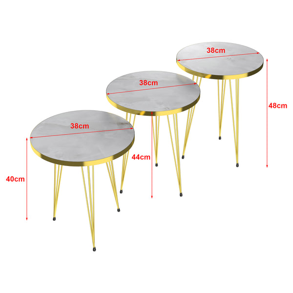 [en.casa] Bijzettafel Skibby set van 3 rond - 3 varianten