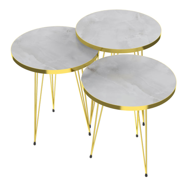 [en.casa] Bijzettafel Skibby set van 3 rond - 3 varianten