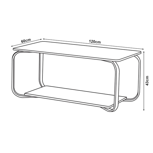 Salontafel Kolta rechthoekig met onderblad 120x60x43 cm [en.casa]