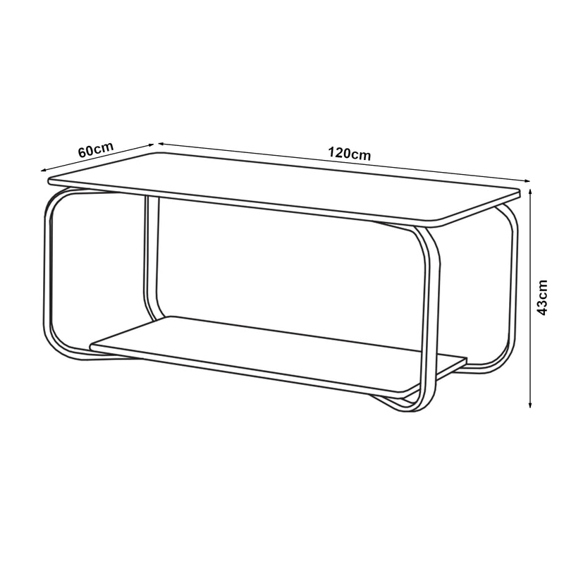 Maatschets Salontafel Kolta rechthoekig met onderblad 120x60x43 cm [en.casa]