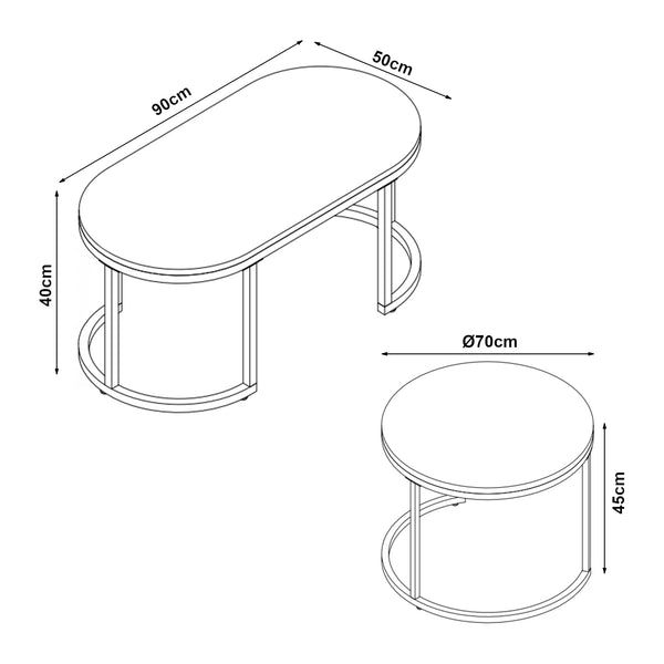 Salontafelset Oppeerg 2-delig bijzettafelset [en.casa]