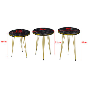 [en.casa] Bijzettafel Ry set van 3 rond - 6 varianten