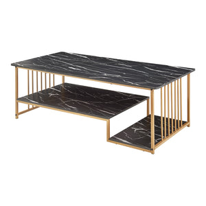 Salontafel Klibro rechthoekig tafelblad met 2 legplanken 120x60x42 cm [en.casa]