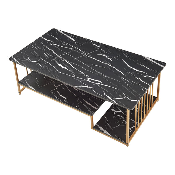 Salontafel Klibro rechthoekig tafelblad met 2 legplanken 120x60x42 cm [en.casa]