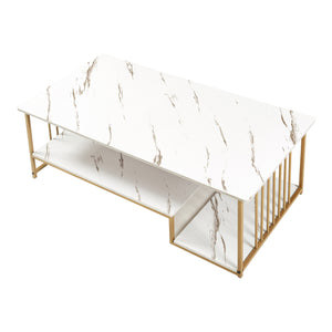 Salontafel Klibro rechthoekig tafelblad met 2 legplanken 120x60x42 cm [en.casa]