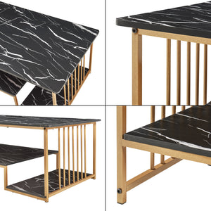 Salontafel Klibro rechthoekig tafelblad met 2 legplanken 120x60x42 cm [en.casa]