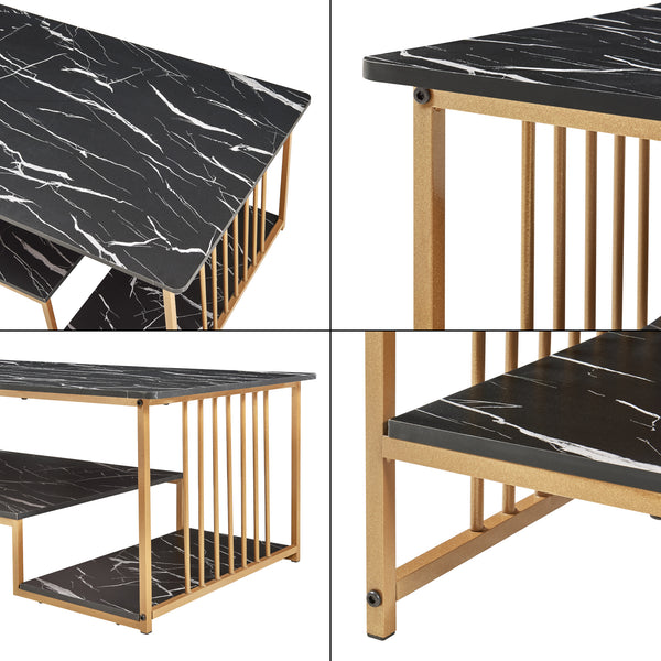 Salontafel Klibro rechthoekig tafelblad met 2 legplanken 120x60x42 cm [en.casa]
