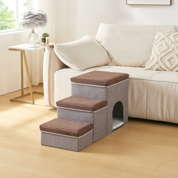 Hondentrap Vojens loopplank donkerbruin en grijs [en.casa]