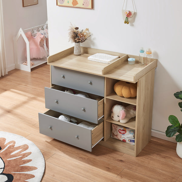 Luiercommode Beldinupp 3 lades en 3 open vakken [en.casa]