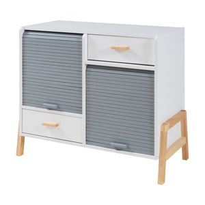Dressoir Kvaefjord kast met jaloeziedeuren en lades wit grijs en naturel [en.casa]