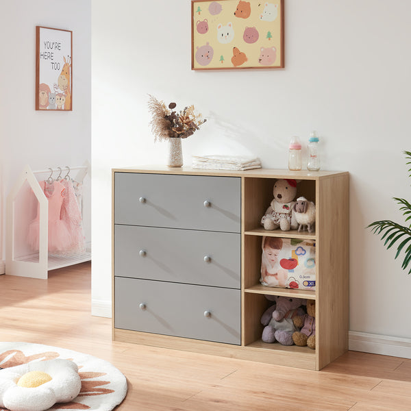 Luiercommode Beldinupp 3 lades en 3 open vakken [en.casa]