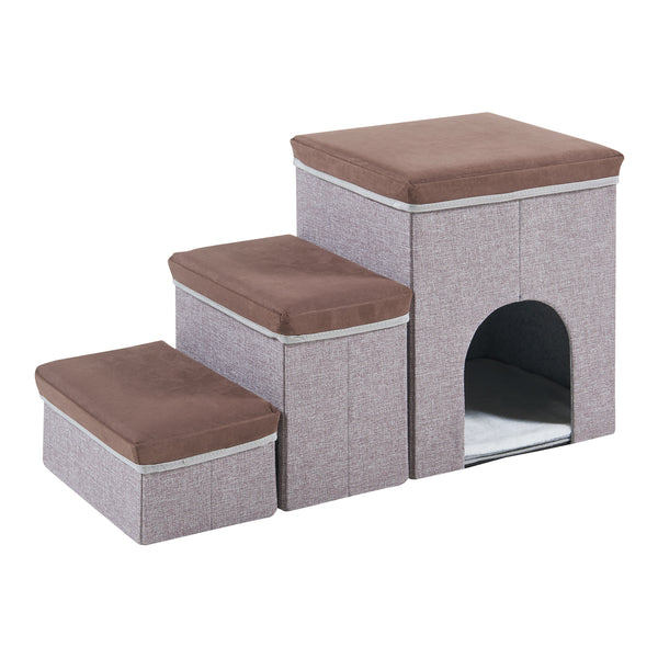 Hondentrap Vojens loopplank donkerbruin en grijs [en.casa]