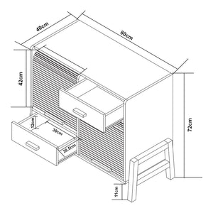 Dressoir Kvaefjord kast met jaloeziedeuren en lades wit grijs en naturel [en.casa]