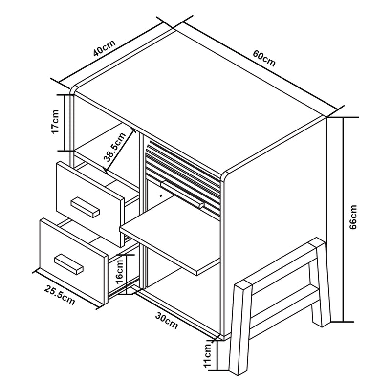 Maatschets Dressoir Kvaefjord kast met jaloeziedeuren en lades wit grijs en naturel [en.casa]