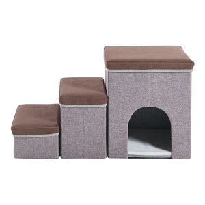 Hondentrap Vojens loopplank donkerbruin en grijs [en.casa]