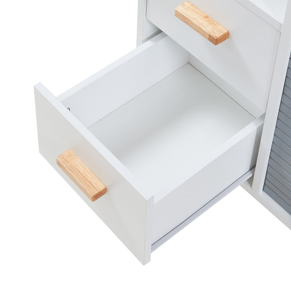 Dressoir Kvaefjord kast met jaloeziedeuren en lades wit grijs en naturel [en.casa]