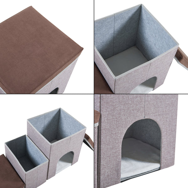 Hondentrap Vojens loopplank donkerbruin en grijs [en.casa]