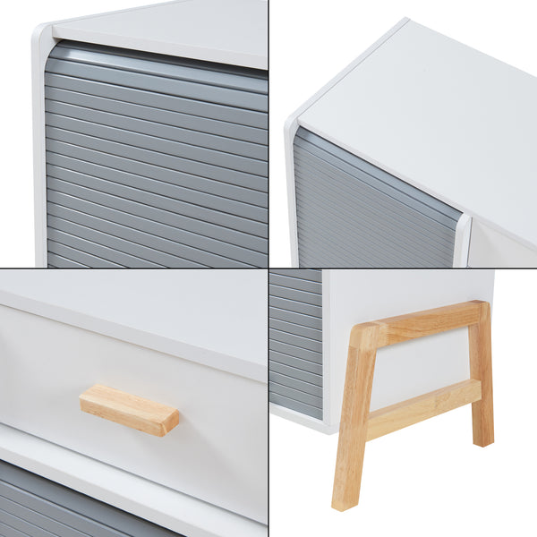 Dressoir Kvaefjord kast met jaloeziedeuren en lades wit grijs en naturel [en.casa]