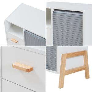 Dressoir Kvaefjord kast met jaloeziedeuren en lades wit grijs en naturel [en.casa]