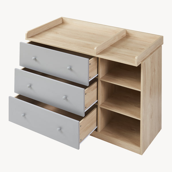 Luiercommode Beldinupp 3 lades en 3 open vakken [en.casa]