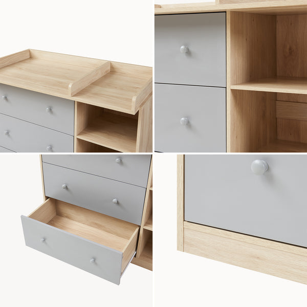 Luiercommode Beldinupp 3 lades en 3 open vakken [en.casa]