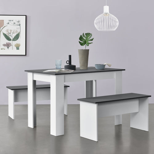 Eethoek set tafel 110x70x73 en banken 86,5x33x43,5 cm - 4 kleuren
