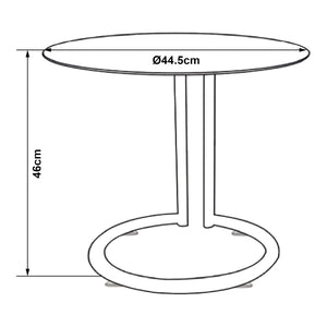 Bijzettafel Ylivieska rond met glasplaat 46x45 cm [en.casa]