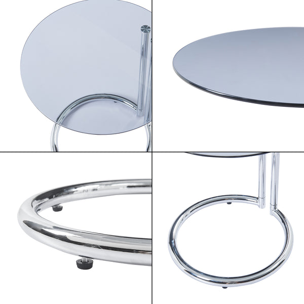 Bijzettafel Ylivieska rond met glasplaat 46x45 cm [en.casa]