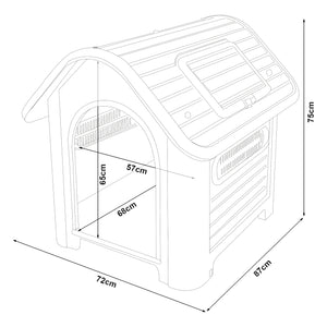 Hondenhok Bello kunststof hondenhuis weerbestendig wit en grijs [en.casa]