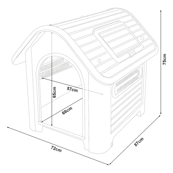 Hondenhok Bello kunststof hondenhuis weerbestendig wit en grijs [en.casa]