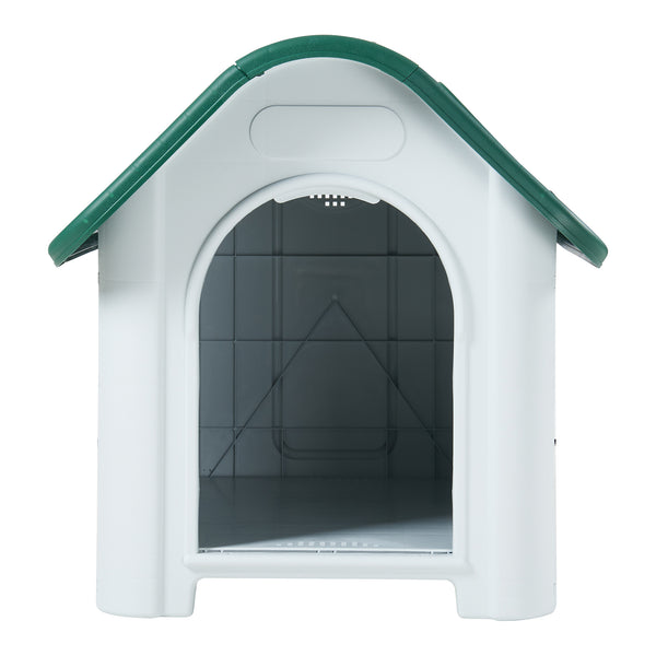 Hondenhok Bello kunststof hondenhuis weerbestendig wit en grijs [en.casa]
