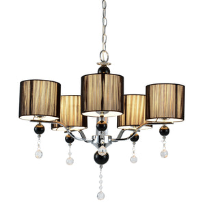 Kroonluchter 5-armig Heraklion 5xE14 chroom en zwart