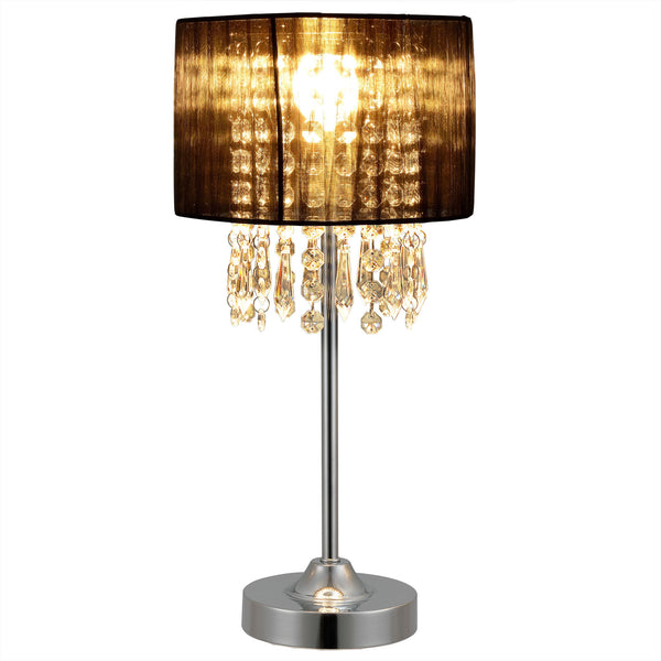 Tafellamp Bellevue met kristallen 55xØ20 zwart en chroom E14