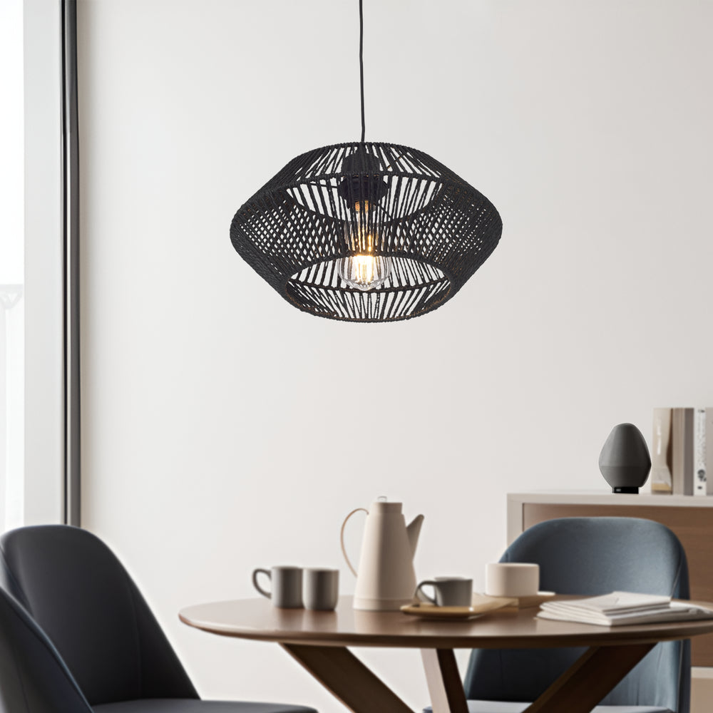 Hängeleuchte Amersham Metaal+Rotan Zwart [lux.pro] - premiumXL